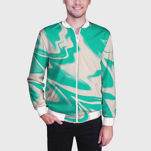 Мужской бомбер Color white turquoise / 3D-Белый – фото 3