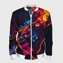 Бомбер мужской Техническая абстракция, цвет: 3D-белый