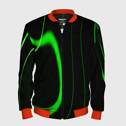 Мужской бомбер Color green light green black / 3D-Красный – фото 1