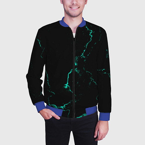 Мужской бомбер Color black turquoise / 3D-Синий – фото 3