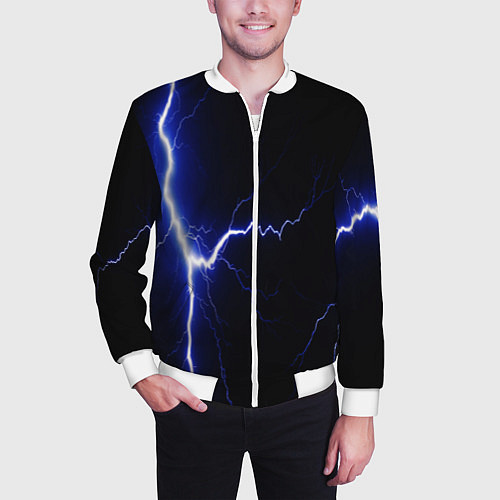Мужской бомбер Lightning blue / 3D-Белый – фото 3