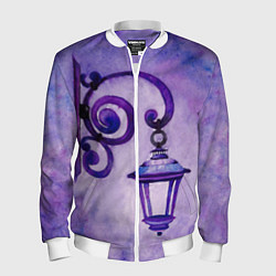 Бомбер мужской Уличный фиолетовый фонарь, цвет: 3D-белый