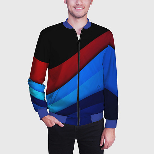 Мужской бомбер Multicoloured / 3D-Синий – фото 3
