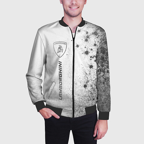 Мужской бомбер Lamborghini - white gradient по-вертикали / 3D-Черный – фото 3