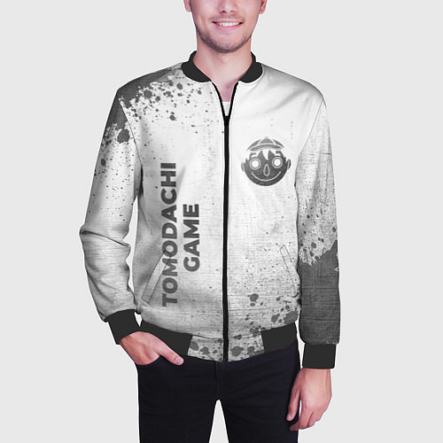 Мужской бомбер Tomodachi Game - white gradient вертикально / 3D-Черный – фото 3