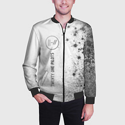 Бомбер мужской Twenty One Pilots - white gradient по-вертикали, цвет: 3D-черный — фото 2