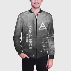 Бомбер мужской Thirty Seconds to Mars - grey gradient вертикально, цвет: 3D-черный — фото 2