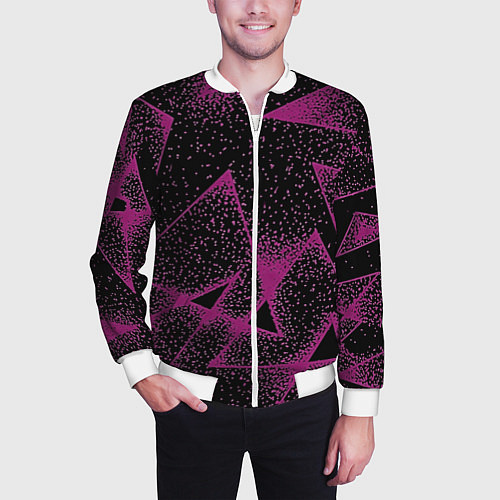 Мужской бомбер The triangle is pink / 3D-Белый – фото 3
