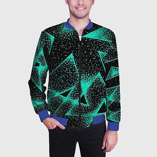 Мужской бомбер The triangle is light blue / 3D-Синий – фото 3