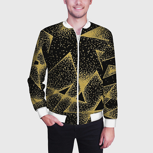 Мужской бомбер Triangle yellow with dots / 3D-Белый – фото 3