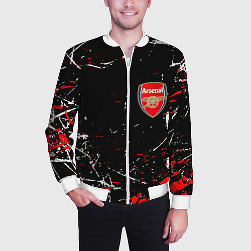 Мужской бомбер Арсенал штрихи красок / 3D-Белый – фото 3