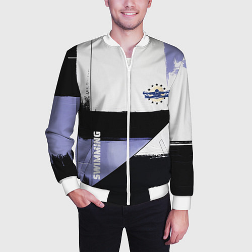 Мужской бомбер Плавание спортивное / 3D-Белый – фото 3