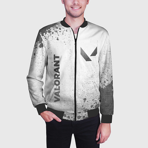 Мужской бомбер Valorant - white gradient вертикально / 3D-Черный – фото 3