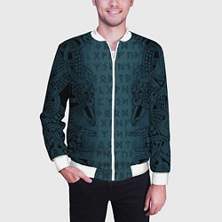 Бомбер мужской Руны и скандинавская татуировка Одина, цвет: 3D-белый — фото 2
