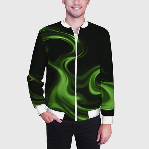 Мужской бомбер Green black / 3D-Белый – фото 3
