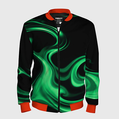 Мужской бомбер Color green smoke / 3D-Красный – фото 1