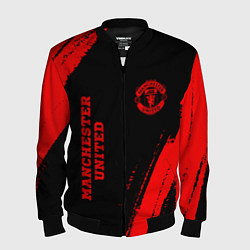 Бомбер мужской Manchester United - red gradient вертикально, цвет: 3D-черный