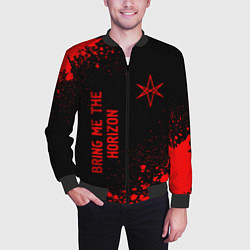 Бомбер мужской Bring Me the Horizon - red gradient вертикально, цвет: 3D-черный — фото 2