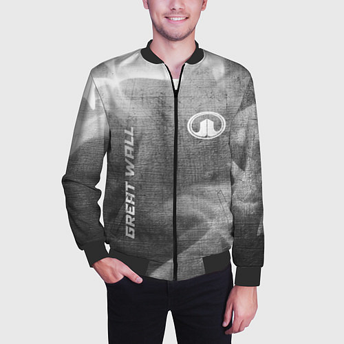 Мужской бомбер Great Wall - grey gradient вертикально / 3D-Черный – фото 3