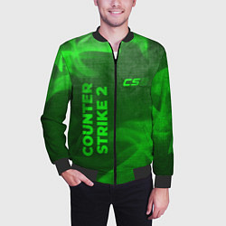 Бомбер мужской Counter Strike 2 - green gradient вертикально, цвет: 3D-черный — фото 2