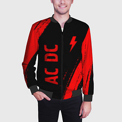 Бомбер мужской AC DC - red gradient вертикально, цвет: 3D-черный — фото 2