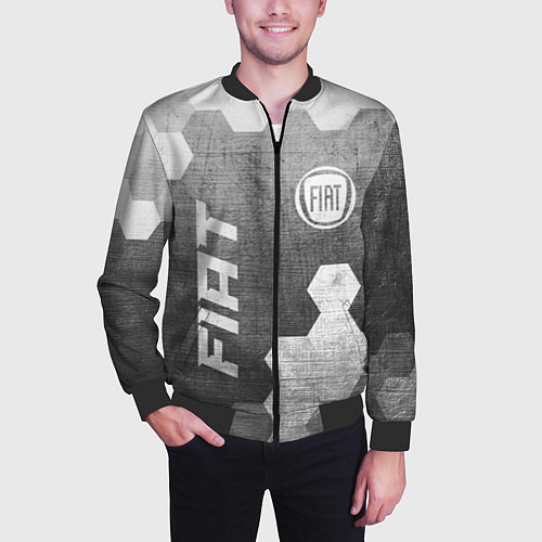 Мужской бомбер Fiat - grey gradient вертикально / 3D-Черный – фото 3