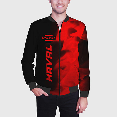 Мужской бомбер Haval - red gradient по-вертикали / 3D-Черный – фото 3