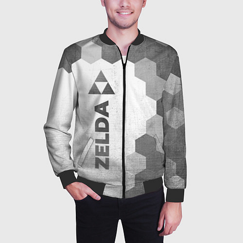Мужской бомбер Zelda - white gradient по-вертикали / 3D-Черный – фото 3