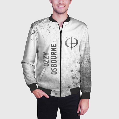 Мужской бомбер Ozzy Osbourne - white gradient вертикально / 3D-Черный – фото 3