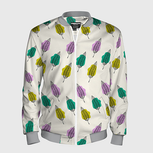 Мужской бомбер Листья на пятнах / 3D-Меланж – фото 1