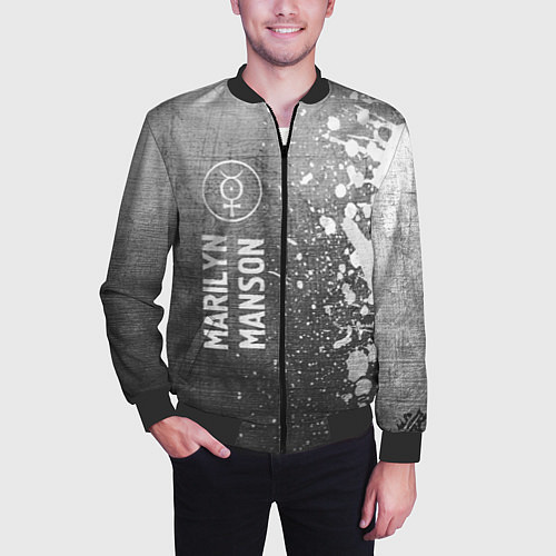 Мужской бомбер Marilyn Manson - grey gradient по-вертикали / 3D-Черный – фото 3