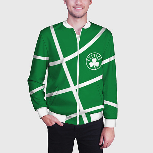 Мужской бомбер Boston Celtics green / 3D-Белый – фото 3