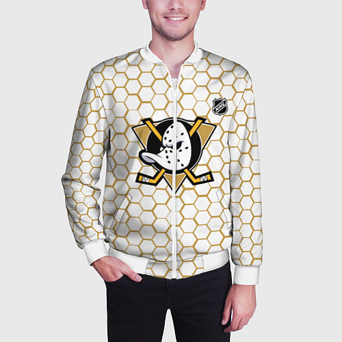 Мужской бомбер Анахайм Дакс - белые соты / 3D-Белый – фото 3