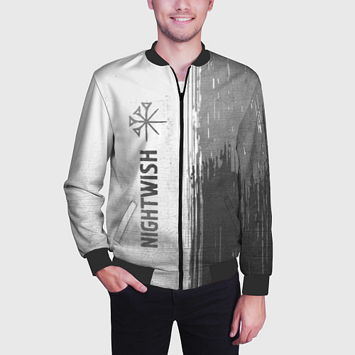 Мужской бомбер Nightwish - white gradient по-вертикали / 3D-Черный – фото 3