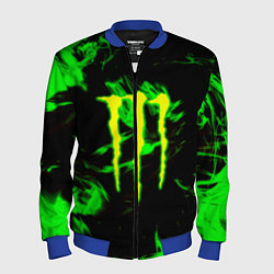 Бомбер мужской Monster energy кислотное лого огонь, цвет: 3D-синий