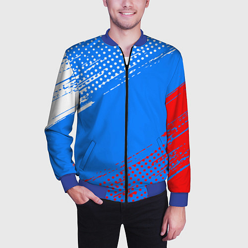 Мужской бомбер Патриот - флаг / 3D-Синий – фото 3