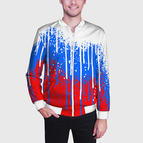 Мужской бомбер Патриот - флаг / 3D-Белый – фото 3