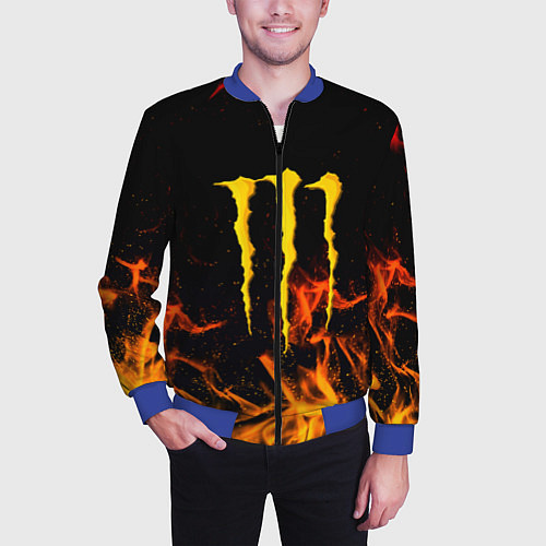 Мужской бомбер Monster energy orange fire / 3D-Синий – фото 3