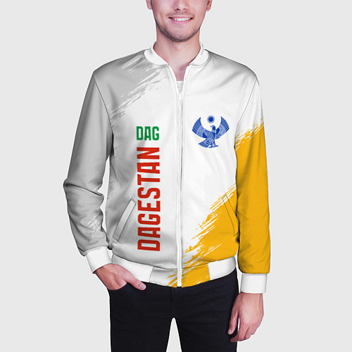 Мужской бомбер Дагестан color / 3D-Белый – фото 3