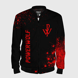 Бомбер мужской Powerwolf - red gradient вертикально, цвет: 3D-черный