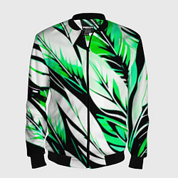 Бомбер мужской Крупные листья абстракция, цвет: 3D-черный