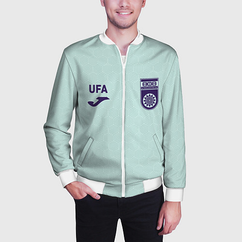 Мужской бомбер Фк Уфа - мятный цвет и текстура / 3D-Белый – фото 3