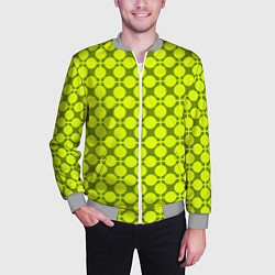 Бомбер мужской Желто зеленый неоновый узор ретро в горох, цвет: 3D-меланж — фото 2