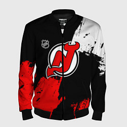 Бомбер мужской Нью Джерси Девилз - брызги краски, цвет: 3D-черный