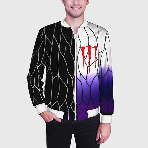 Мужской бомбер Monster energy steel / 3D-Белый – фото 3