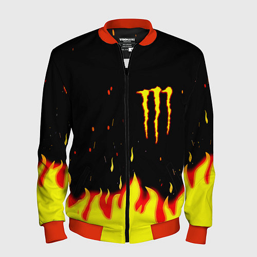 Мужской бомбер Monster energy fire steel / 3D-Красный – фото 1