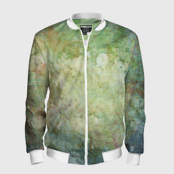 Бомбер мужской Абстракция - faded spots on a green background, цвет: 3D-белый