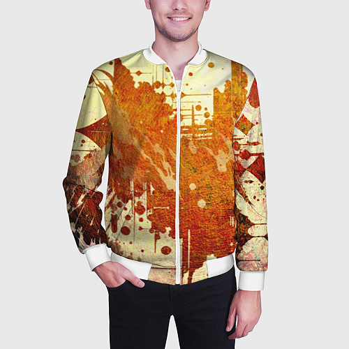 Мужской бомбер Абстракция - sunspot / 3D-Белый – фото 3