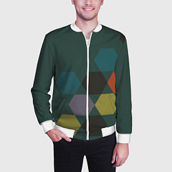Бомбер мужской Кластер зеленая ночь, цвет: 3D-белый — фото 2