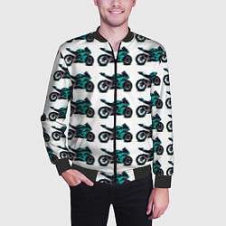 Бомбер мужской Motorbike light blue, цвет: 3D-черный — фото 2